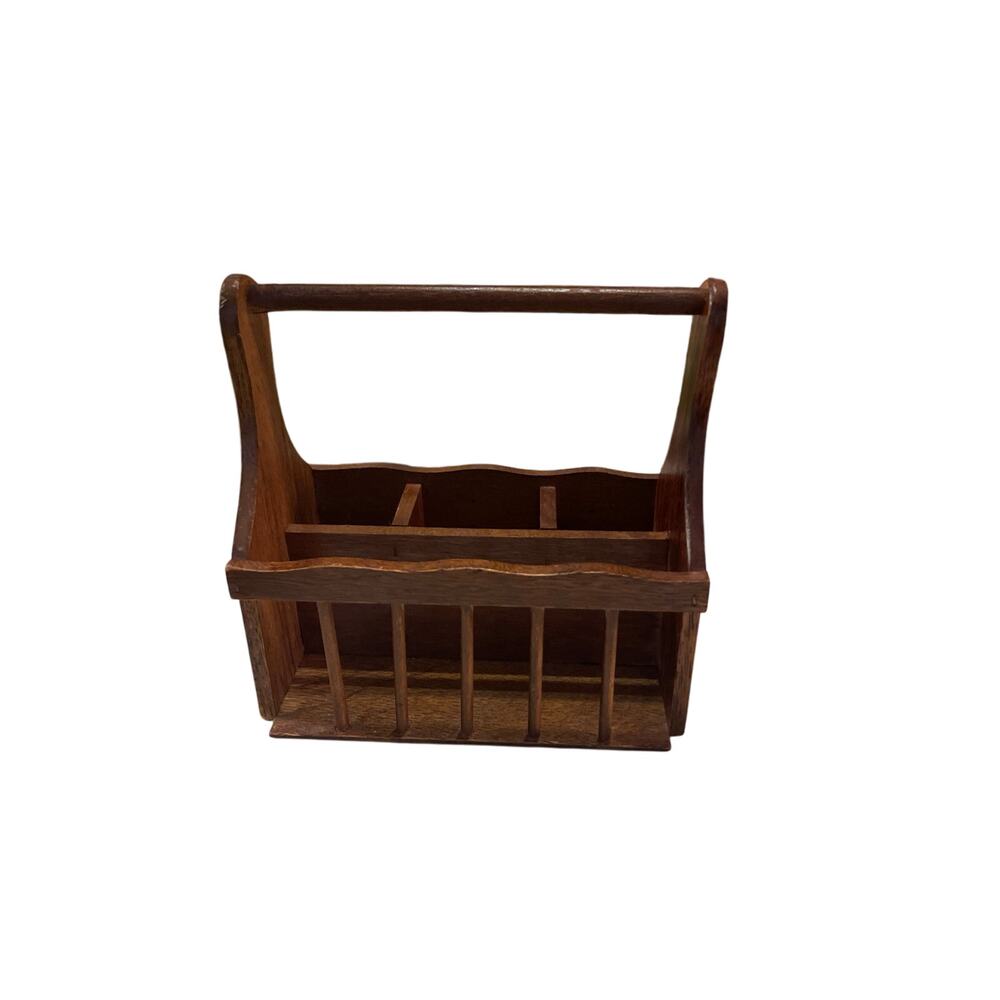 Vintage Wood Multifunctional Utensil Knapkin /letter and pen and pencil Holder